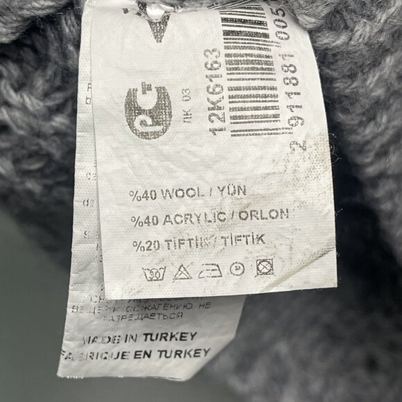 V-Neck Gray Knit Sweater With Lace Back Design By Vitrin  Wool & Acrylic Blend S - Picture 3 of 5